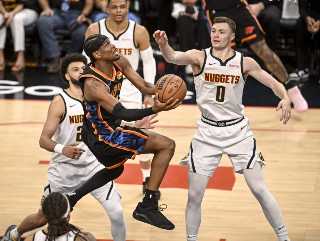 Thunder dominate nuggets to even series, knicks surge past celtics