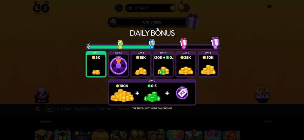 Top daily log in bonuses at the best sweepstakes casinos