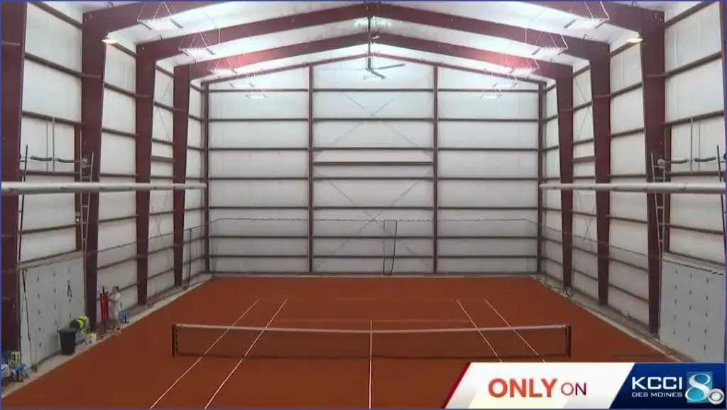 Discover the unique indoor red clay tennis court in ames,