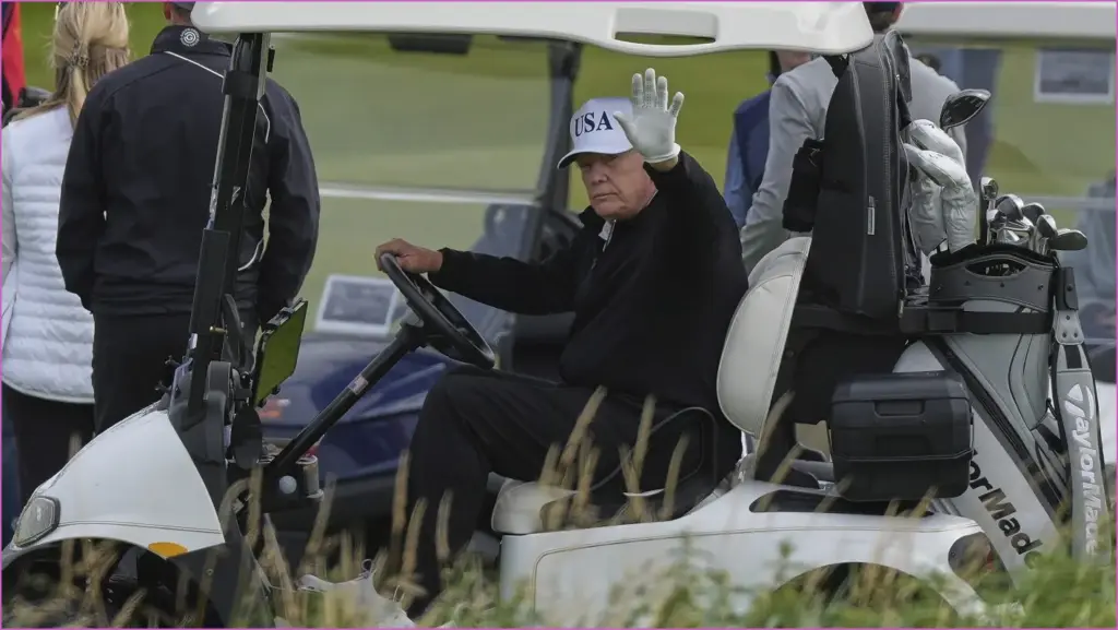 Trump golfing in scotland amidst protests