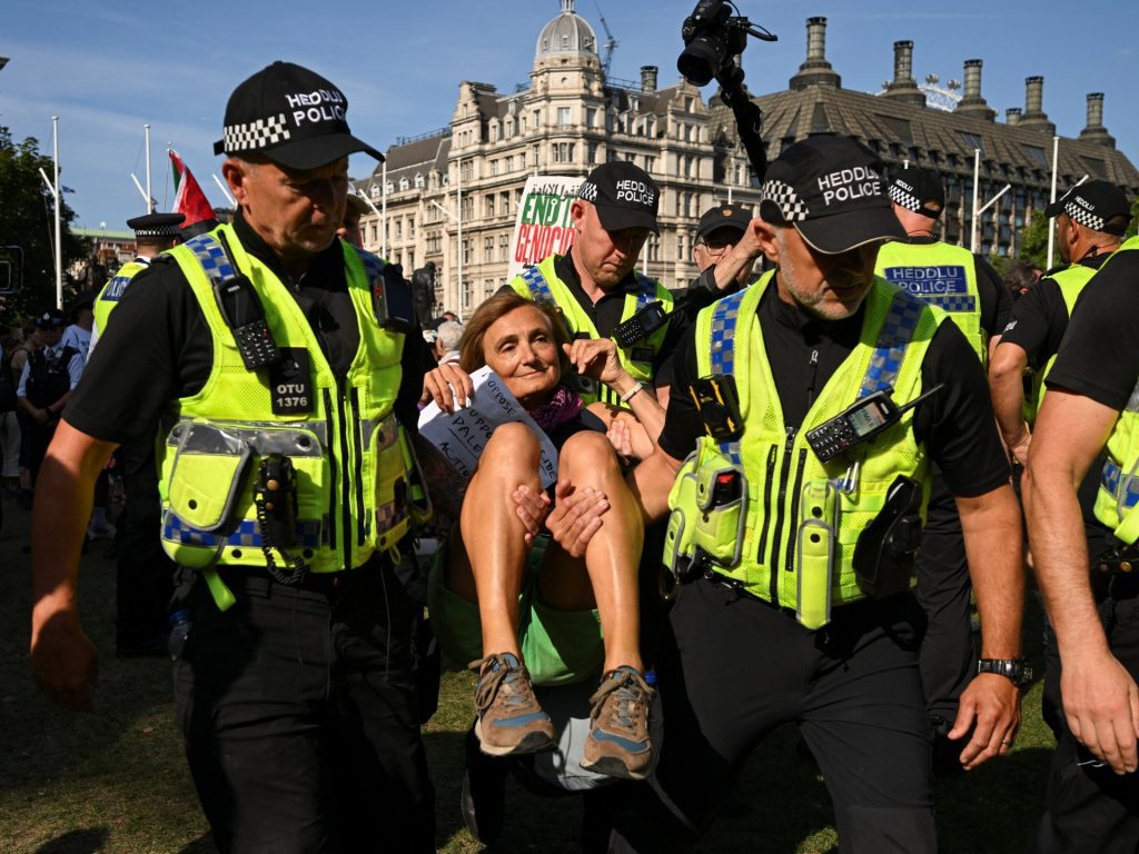 Uk police detain over 466 at london palestine action demonstration