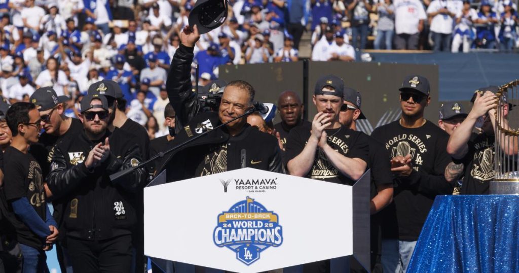 Dodgers celebrate back to back world series titles with stadium rally