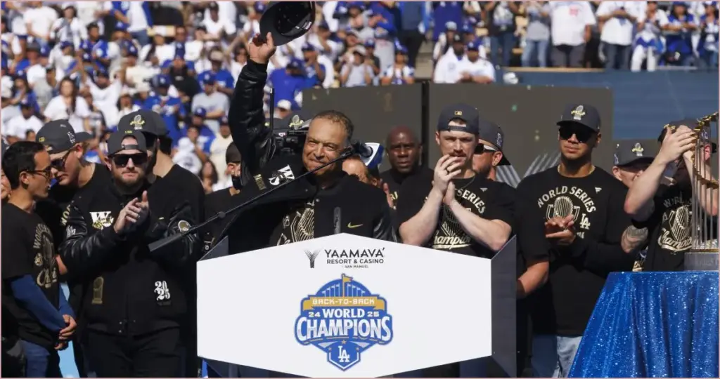 Dodgers celebrate back to back world series titles with stadium rally