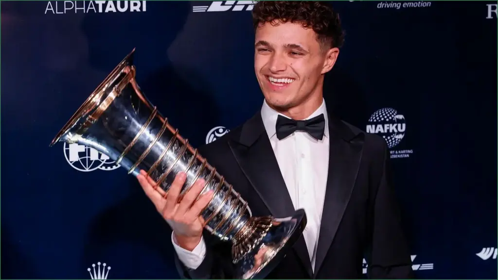 Lando Norris Celebrates 2025 F1 Championship Win at FIA Awards Lando norris celebrates 2025 f1 championship win at fia awards