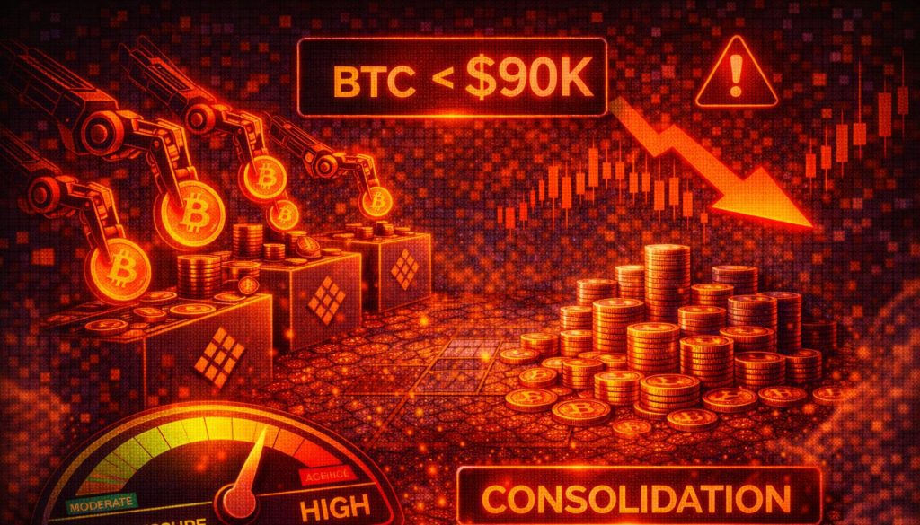 Aggressive sellers dominate as btc struggles below $90k