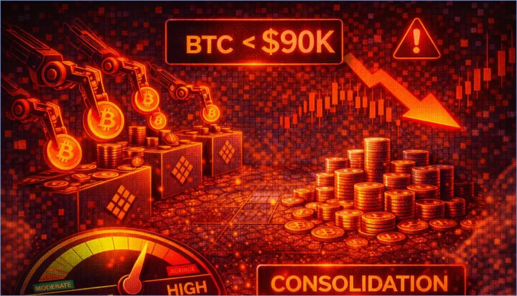 Aggressive sellers dominate as btc struggles below $90k