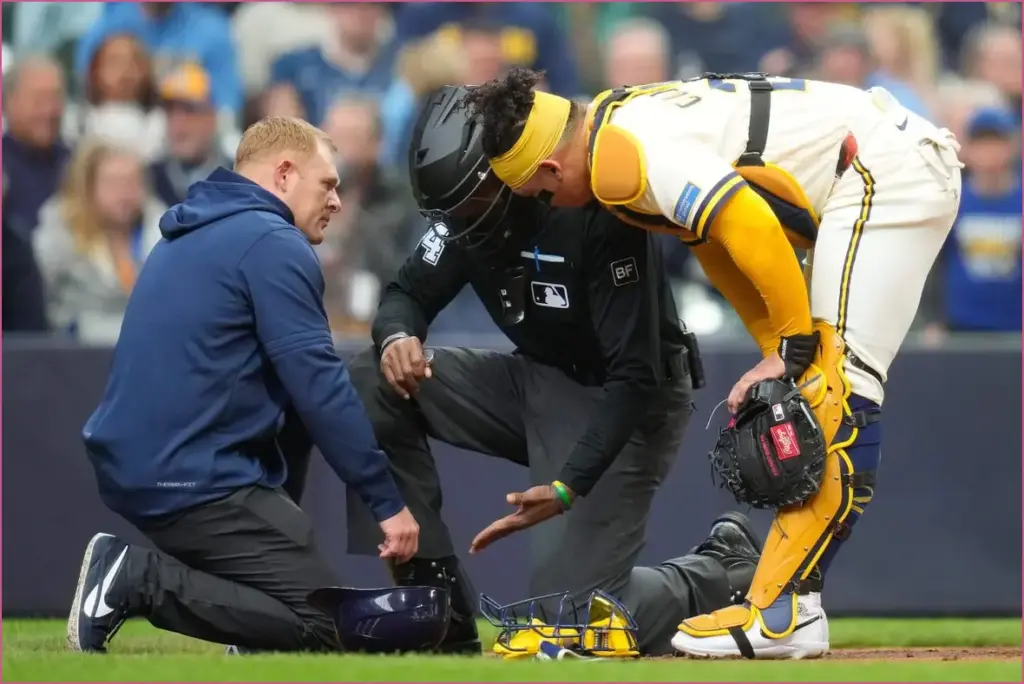 Umpire cb bucknor exits game after facemask hit