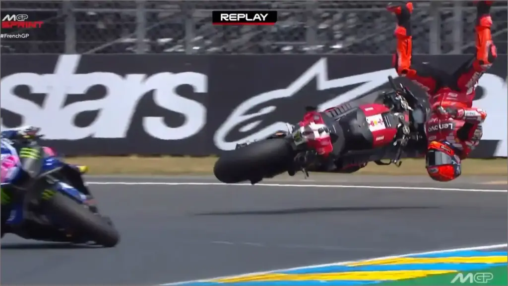 Martin soars as márquez falls at le mans motogp
