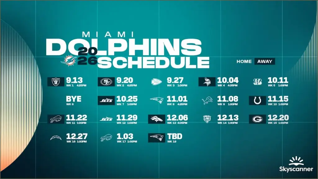 Miami dolphins unveil exciting 2026 schedule with skyscanner