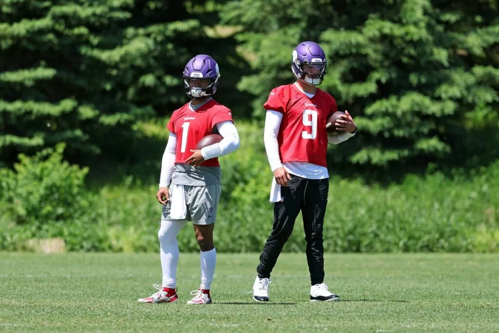 Kyler murray and j.j. mccarthy compete for quarterback role as