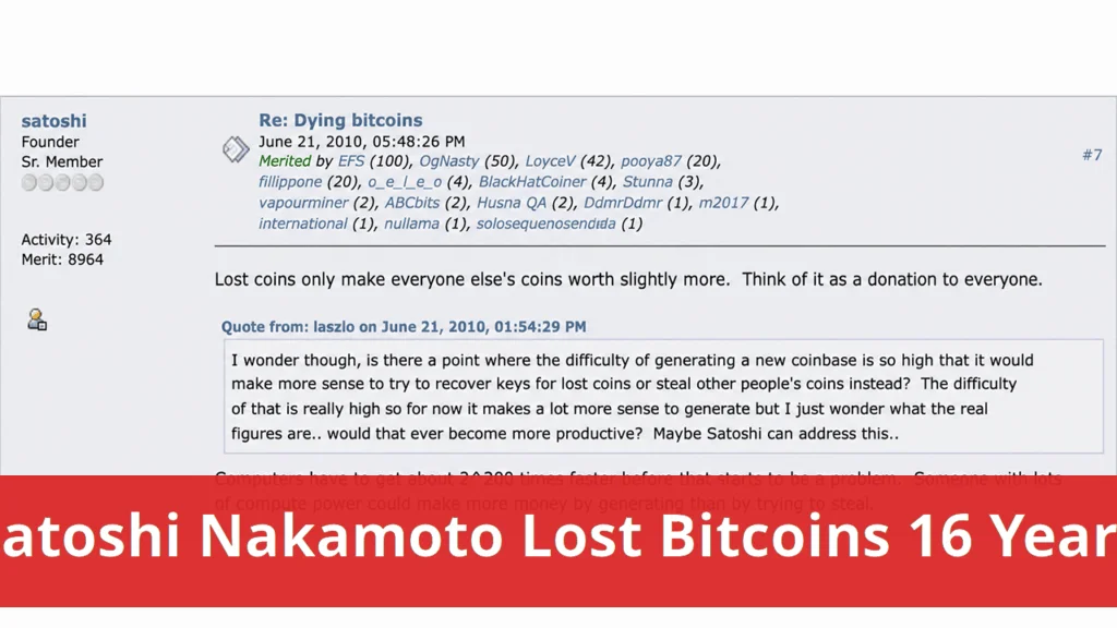 Satoshi's lost coin quote marks 16 years as millions of btc